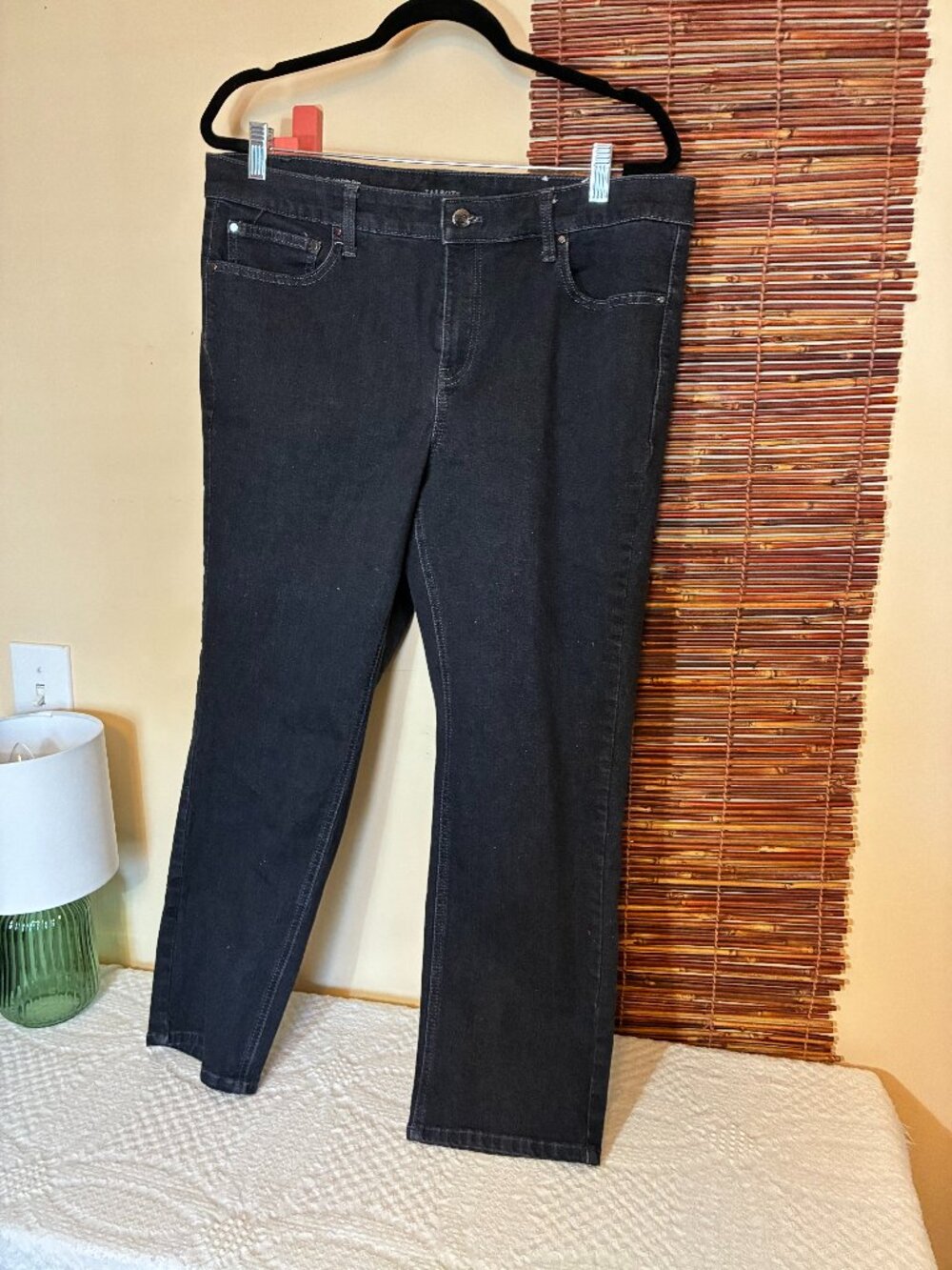 Talbots Slim Straight Ankle Jeans Off Black 14W High Rise Classic Preppy